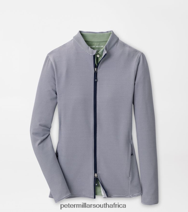 Navy Women Peter Millar Katy Sugar Stripe Full-Zip Layer Apparel B62P4F137