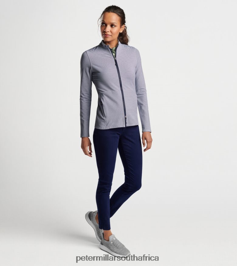 Navy Women Peter Millar Katy Sugar Stripe Full-Zip Layer Apparel B62P4F137